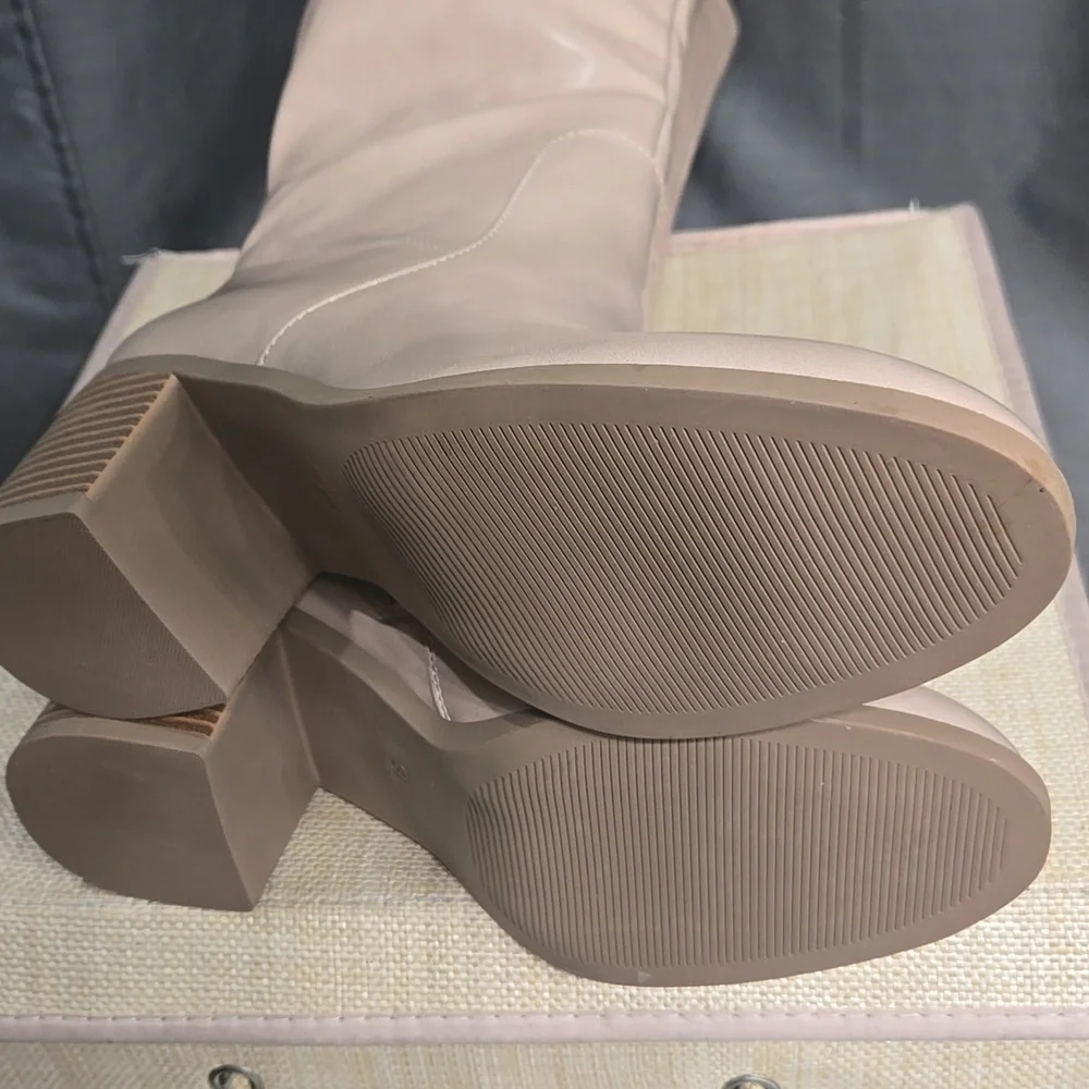 Journee Collection Over-the-Knee Block Heel Boots in Beige